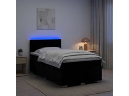 Vidaxl Cama Box Spring Com Colchão E Led Preto 120 X 190 Cm Veludo