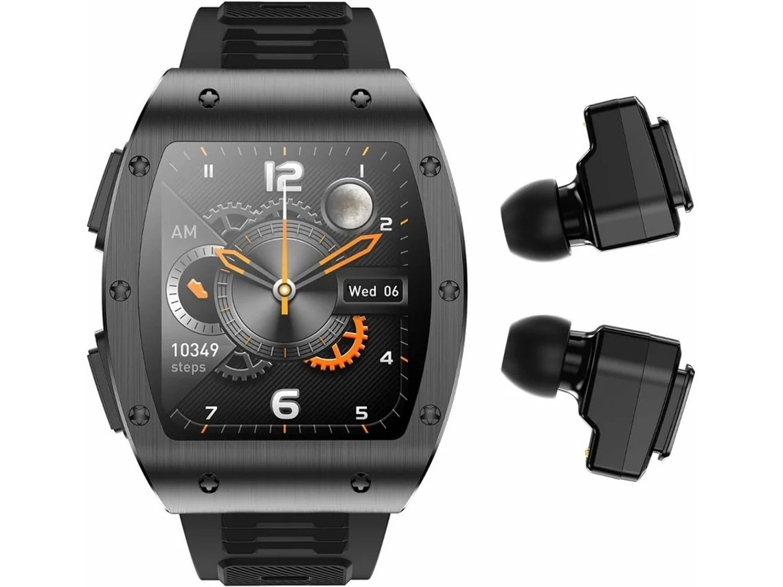 Relógio inteligente militar Bestvite 2 em 1 com fones de ouvido Bluetooth, tela IPS HD de 1,91 polegadas, smartwatch masculino, rastreador de condicionamento físico militar