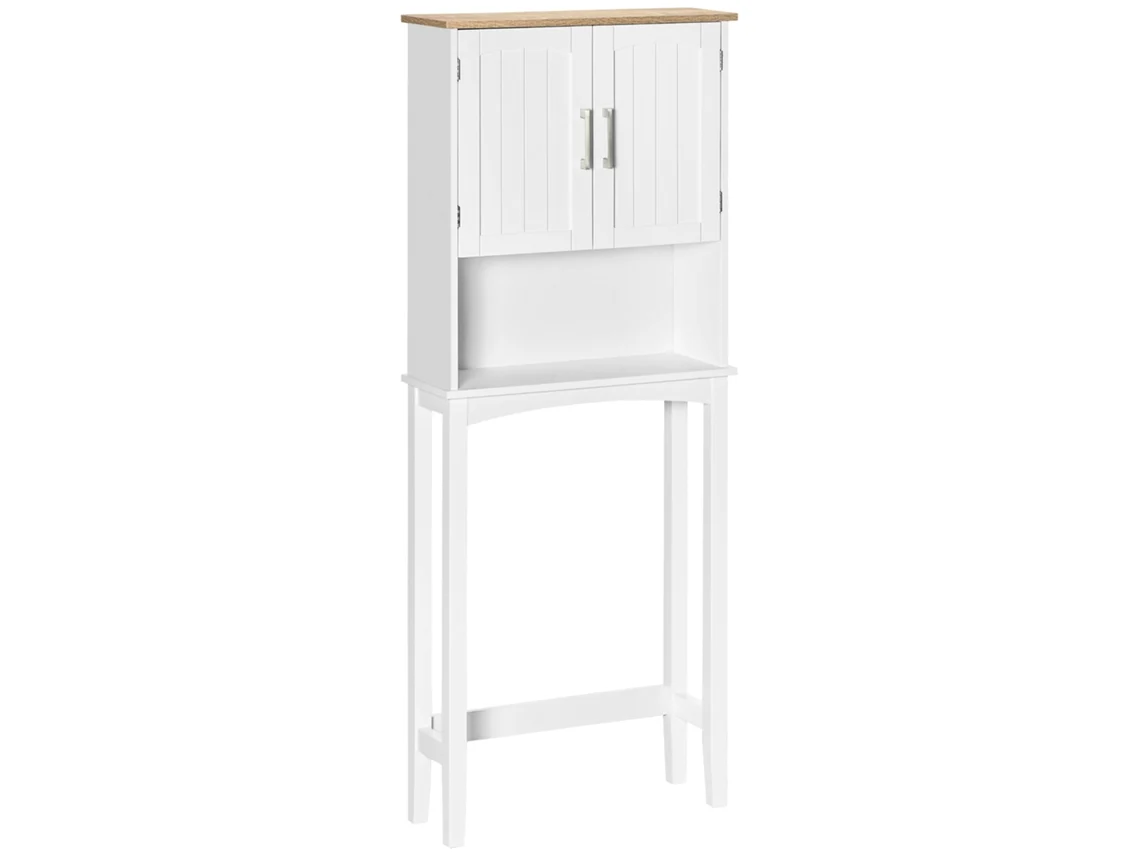 Armário Sobre Sanita Mdf Cor Branco 64x22x165cm Kleankin
