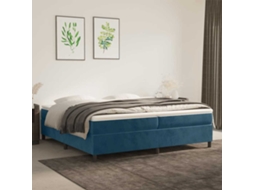 Vidaxl Estrutura De Cama Com Molas 200x200 Cm Veludo Azul-escuro