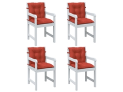 Vidaxl Almofadões Lombares P/ Cadeiras 4pcs Mesclado Tecido Vermelho