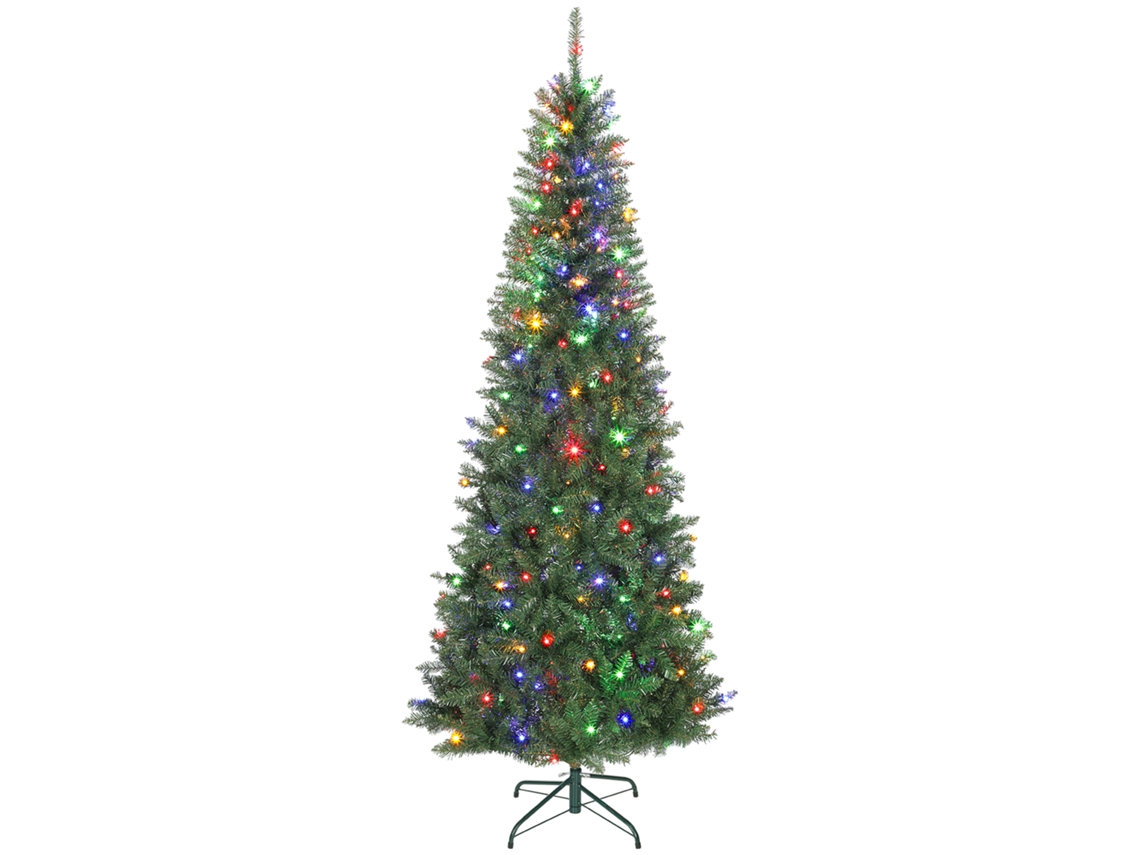 Árvore de Natal artificial de 210 cm, luzes brancas, 9 modos, base metálica, espessa, dobrável S/MARCA