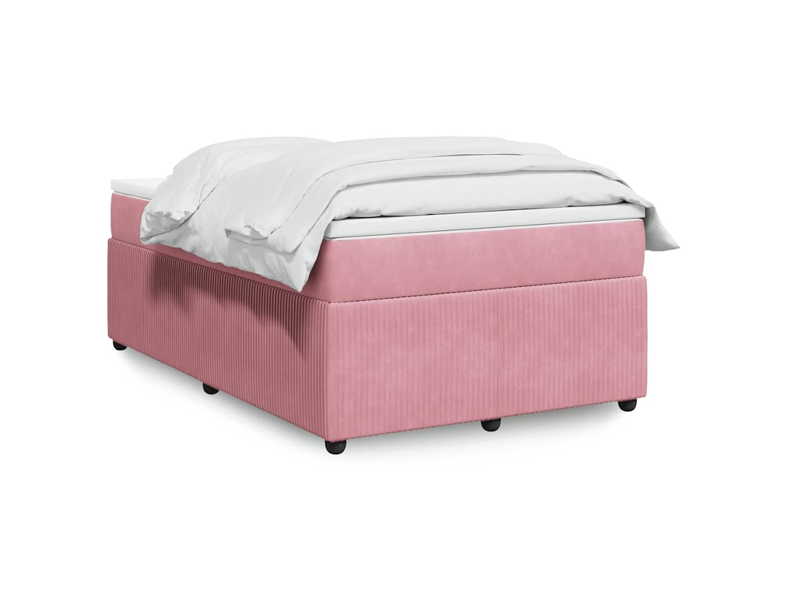 Vidaxl Cama Boxspring com Colchão 120x200 Cm Veludo Rosa