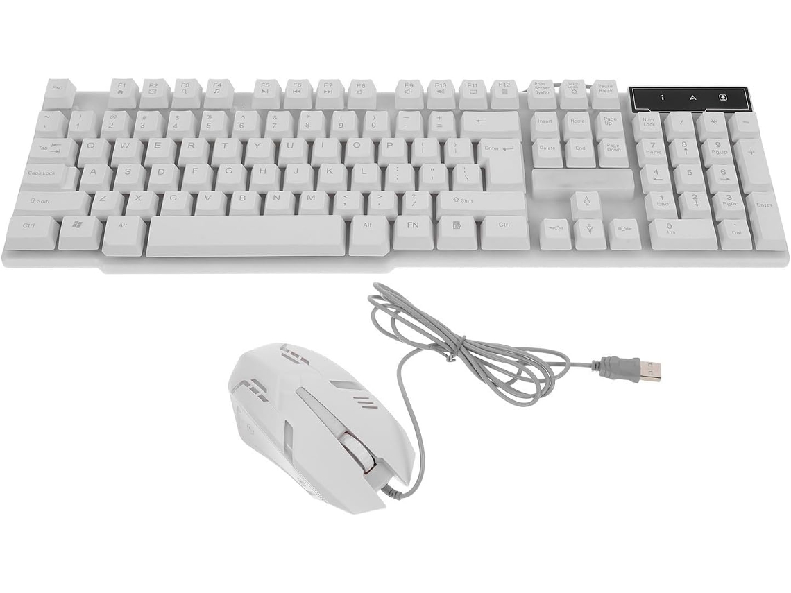 Teclado E Mouse Usb Com Fio Brancos Para Laptop E Computador De Mesa