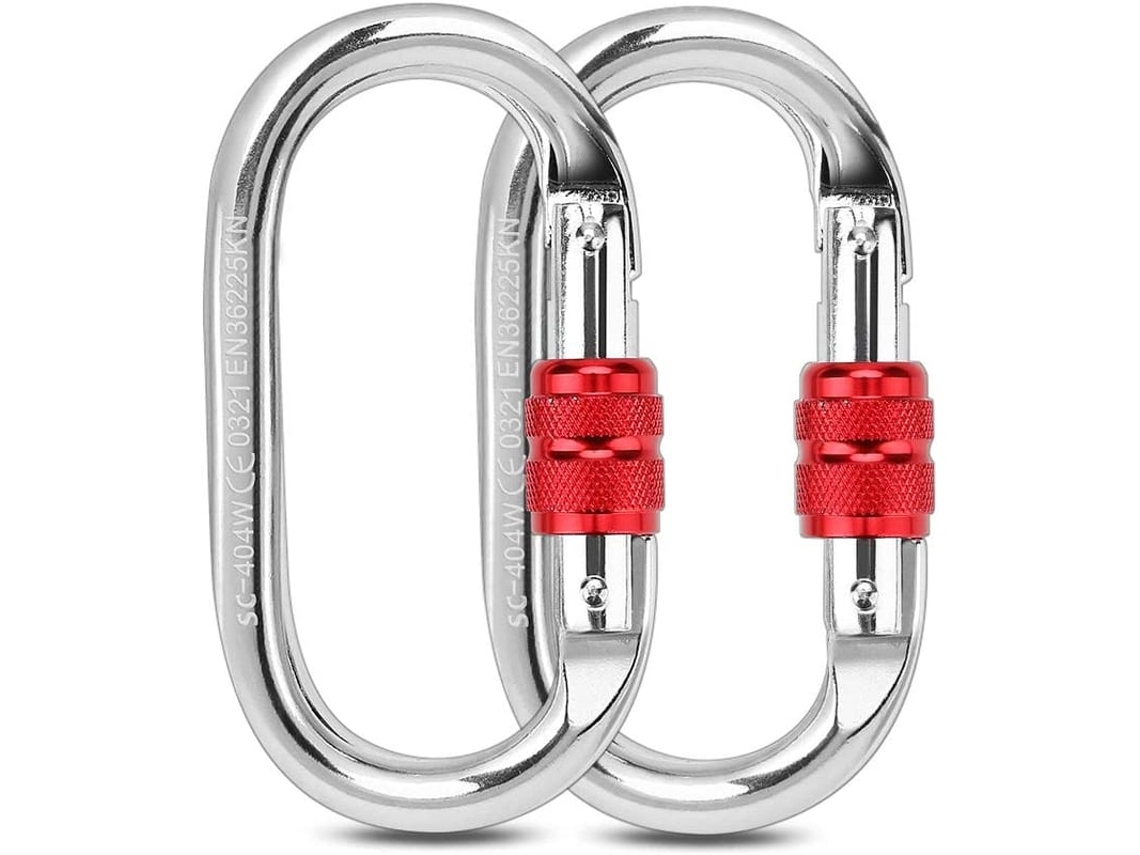 Mosquetões De Escalada, 2 Peças Mosquetões De Segurança 25kn O-shape Com Trava Para Escalada, Rapel, Rede De Dormir, Coleira De Cão, Garrafa