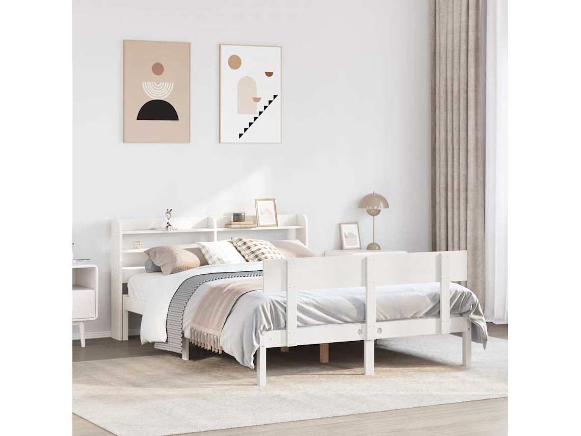 Vidaxl Cama Sem Colchão 120x200 Cm Madeira De Pinho Maciça Branco