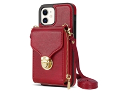 Suporte Casa Para Iphone 11 Pele Sintética Com Porta-cartões Vermelho