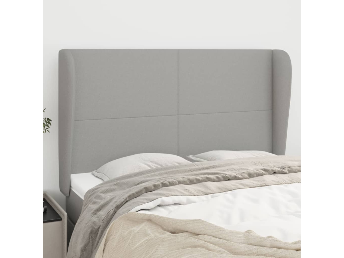Vidaxl Cabeceira De Cama C/ Abas Tecido 147x23x118/128cm Cinza-claro
