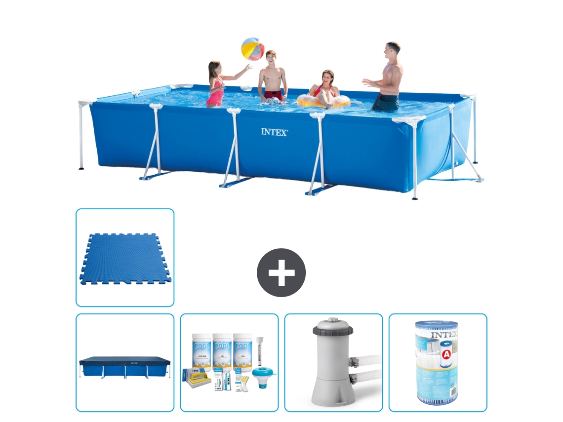 Intex Piscina Com Estrutura Retangular - 450x220x84 Cm - 6-peças S30246