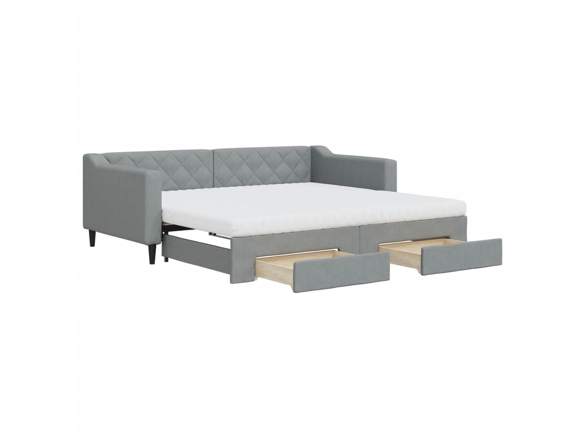Vidaxl Sofá-cama C/ Gavetão E Gavetas 90x190 Cm Tecido Cinzento-claro