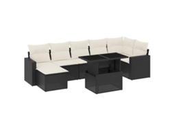 Conjunto de 8 Sofás de Jardim com Almofadões Vime Pe Preto MAISON EXCLUSIVE (8 pcs)