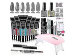 25 26 Nail Art Set With Lamp Dryer Rig Poly Gel Polish Soakoff Tool GOKOCO