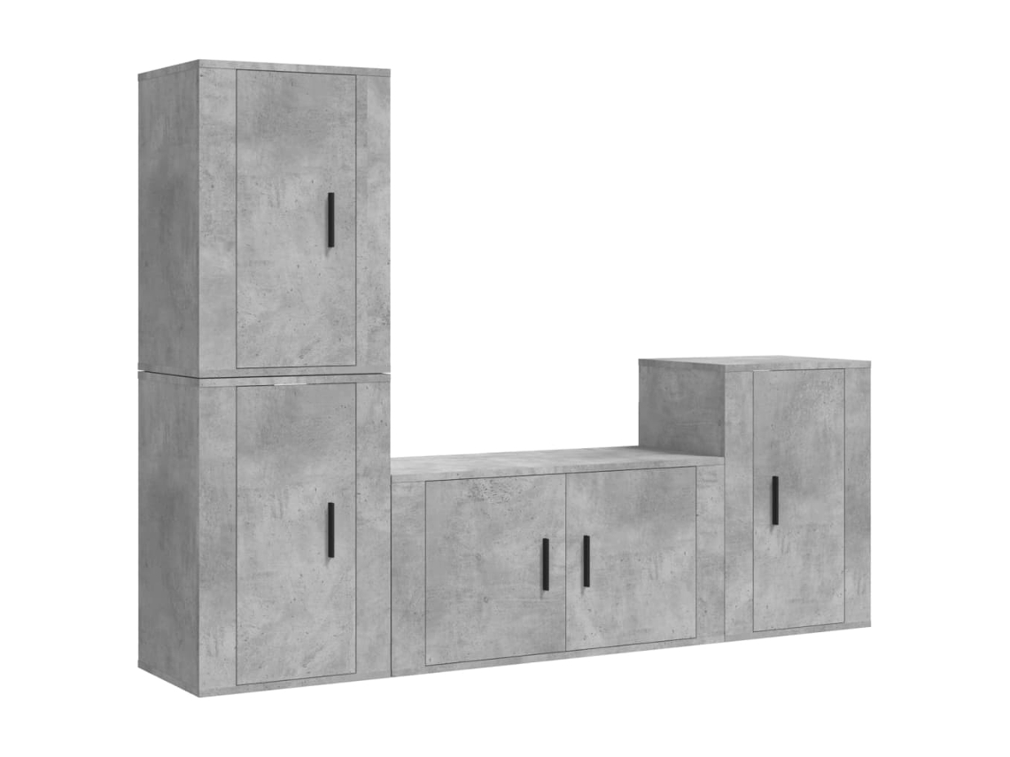 Móvel TV 4pcs Madeira Processada Cinzento Cimento MAISON EXCLUSIVE