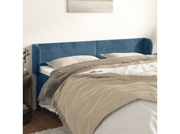 Cabecero con alas de terciopelo 163x23x78/88cm Azul Oscuro