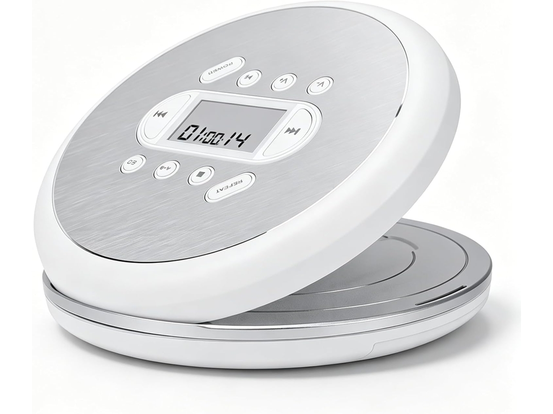 Leitor Cd Portátil Dpofirs Com Alto-falantes, De Para Carro, Com Cabo De Áudio E Fones De Ouvido