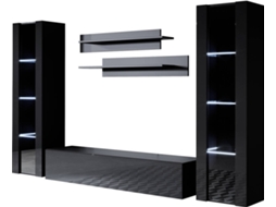 Conjunto de Móveis de TV Luke 8B MÓVEIS BONITOS (Preto - 260x40x165 cm)