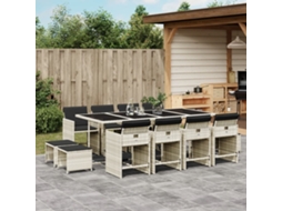 Vidaxl 13 Pcs Conj. Jantar Jardim C/ Almofadões Vime Pe Cinzento claro