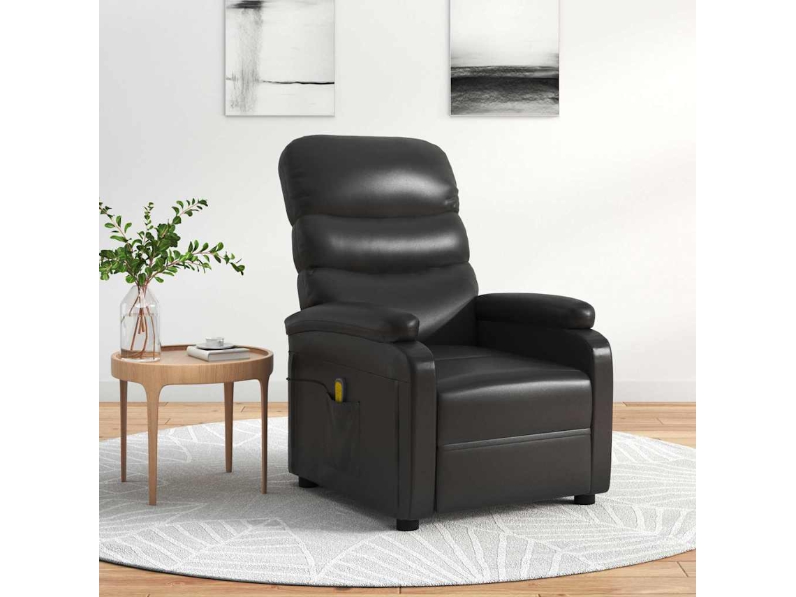 Vidaxl Poltrona De Massagens Couro Artificial Preto