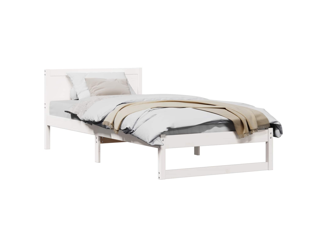 Estrutura da Cama Branco 75x190 cm Madeira de Pinheiro Sólida MAISON EXCLUSIVE