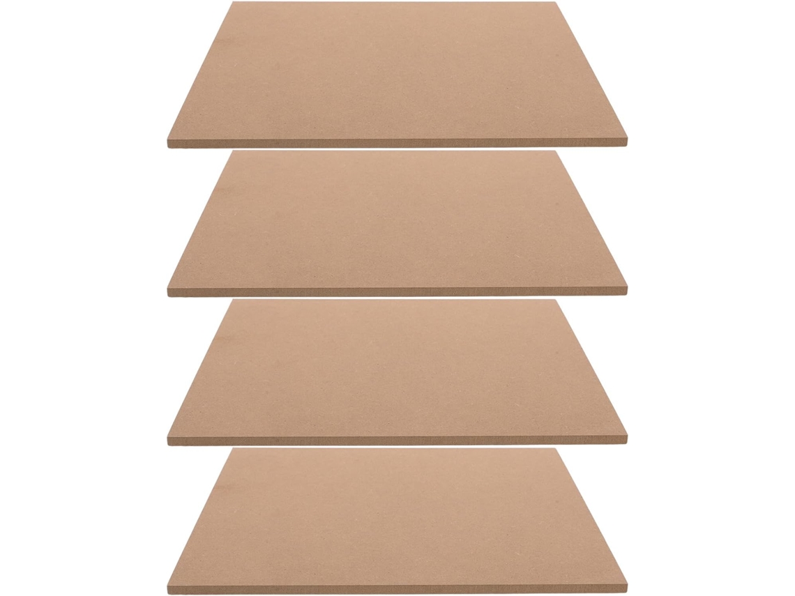 Conjunto De 4 Placas Quadradas De Mdf Na Cor Marrom Para Decoração.