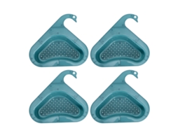 4pcs Cesta De Drenaje Triangular Multifuncional Para Fregadero, Colador Para Jabón Cepillo Esponja Fruta Azul Claro