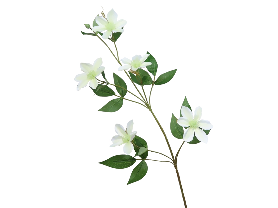 Flor Artificial Clematis 5 Cabeças Simulação Europeia Buquês de Casamento Falsa 85cm Branco Floral Azul S/MARCA