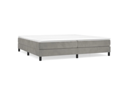 Cama com Molas e Colchão Veludo Cinzento Claro MAISON EXCLUSIVE (200x200 cm)