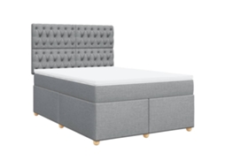 Cama com Molas/Colchão 160x200 Cm em Tecido Cinzento Claro MAISON EXCLUSIVE