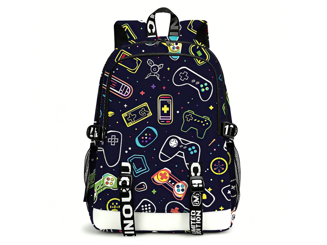 Mochila De Estudante Panoona Consola Jogos Estampa 3d Completa 17 Pol Estilo 10