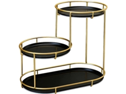 Prateleira De Mesa Para Banheiro Com 3 Níveis, Suporte De Armazenamento Dourado Com Bandejas Textura Mármore