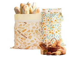 Conjunto De 2 Sacos Reutilizáveis Para Conservar Pão Caseiro, Em Algodão E Cera De Abelha, 43 × 33 Cm