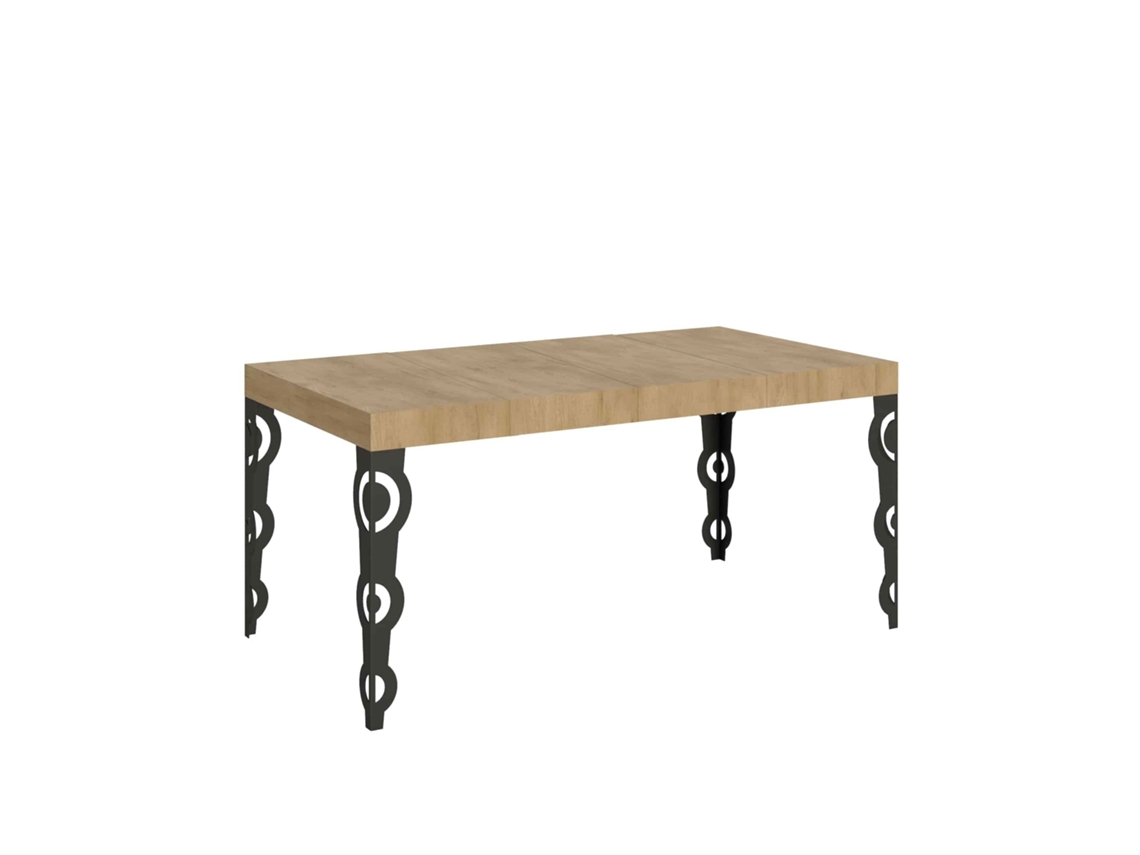 Mesa Extensível Karamay Premium 120/380x90 Cm Carvalho Natural Com Pés Antracite Itamoby