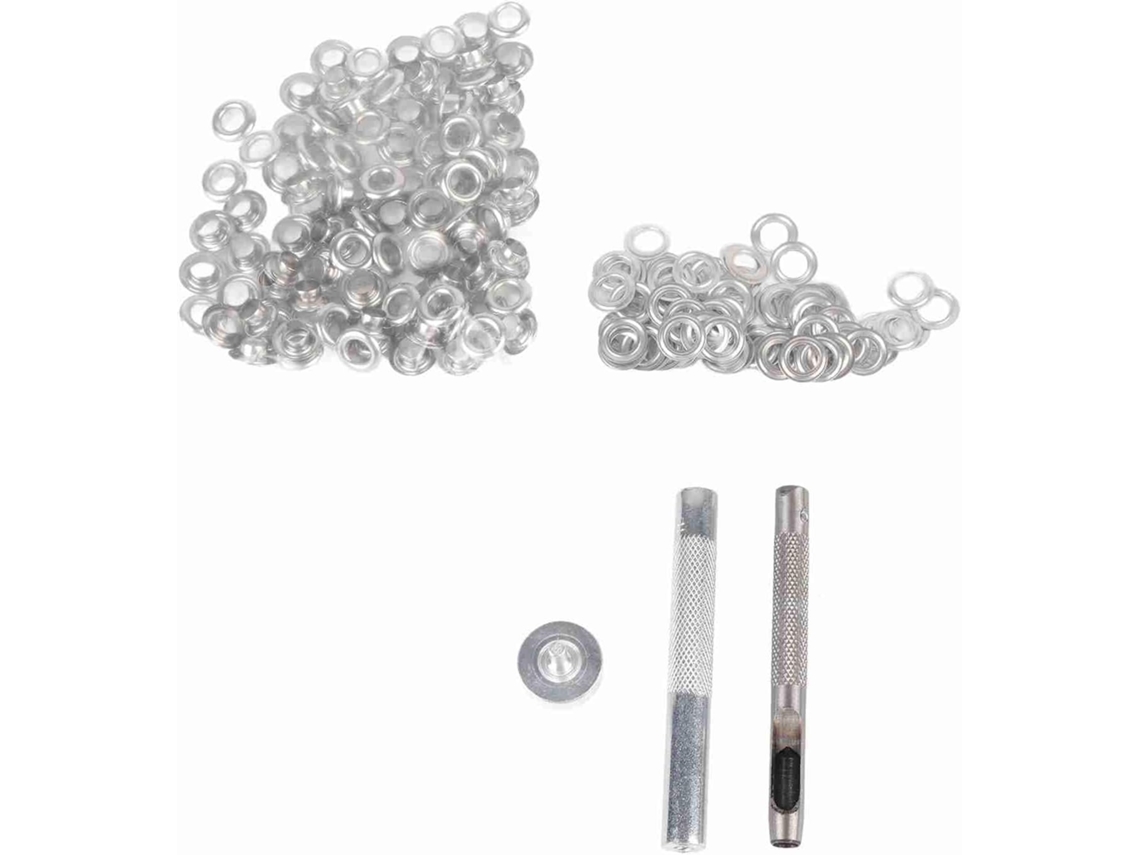 Kit De Ilhós Cobre Com Arruelas (100 Peças) Para Tecido, Couro,