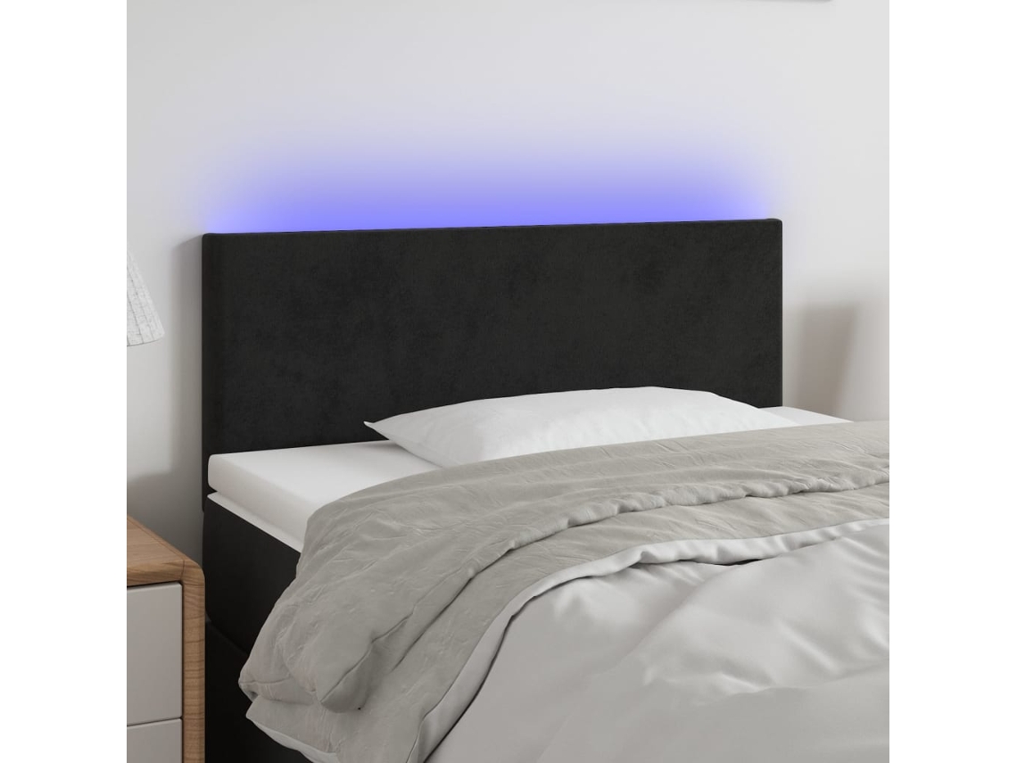 Cabecero con luces LED Terciopelo 90x5x78/88 cm Negro