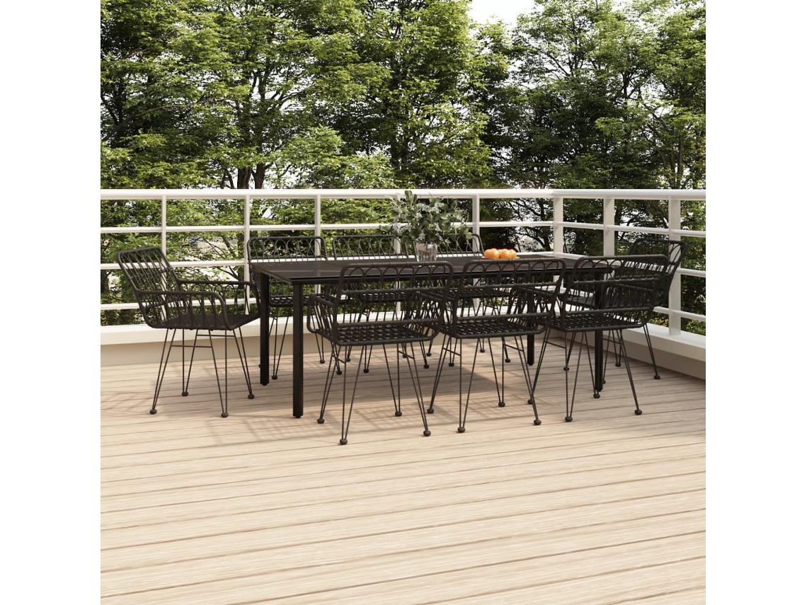 Pcs Conjunto De Jantar Para Jardim Vime Pe Preto Dkd Home Decor