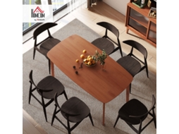Mesa Estilo Campestre Acabamento Lacado Em Madeira 150×80cm Cor Castanho