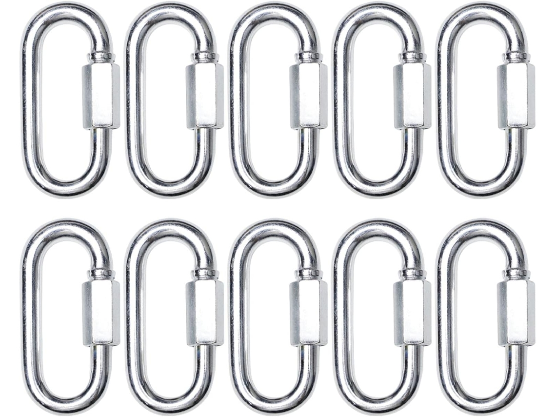 Conjunto De 10 Mosquetões Com Trava, Conectores Corrente Elos
