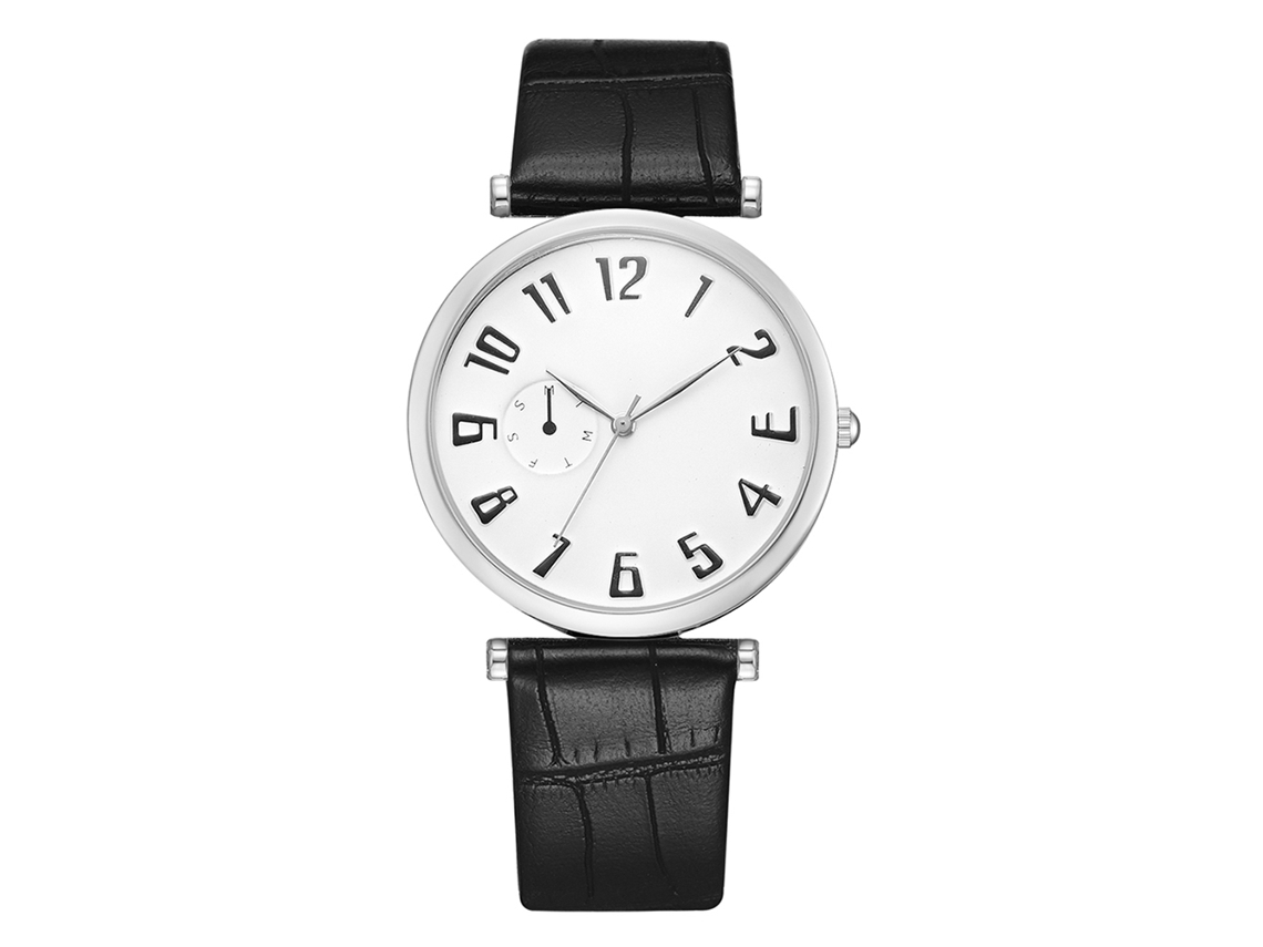 Reloj Casual De Moda Unisex Cuarzo Con Correa De Piel Pu (dial Grande Plata Blanco)