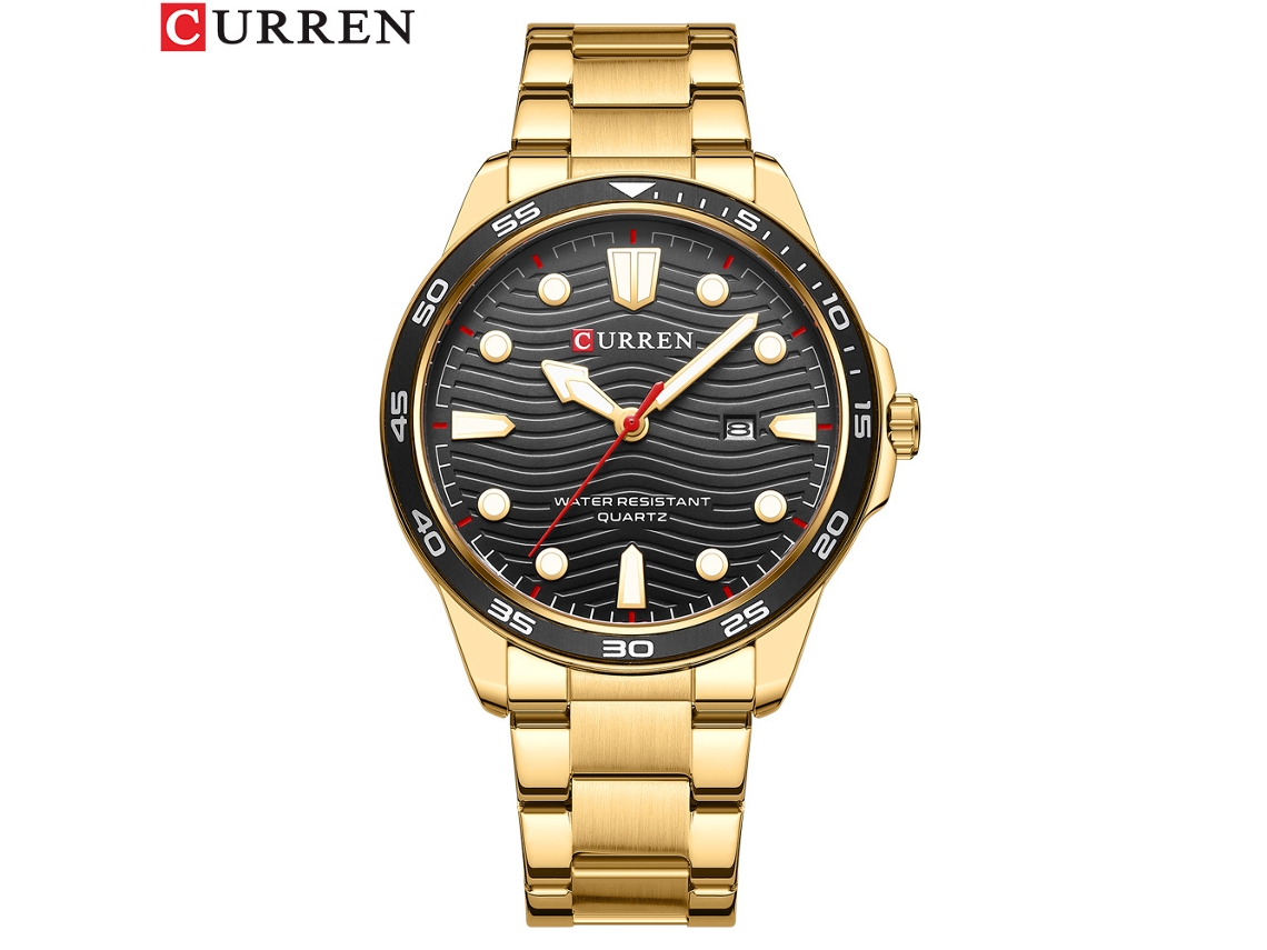 Relógio de Quartzo MDUG À Prova D'água, Estilo Simples, Pulseira de Aço Inoxidável (dourado e Preto)