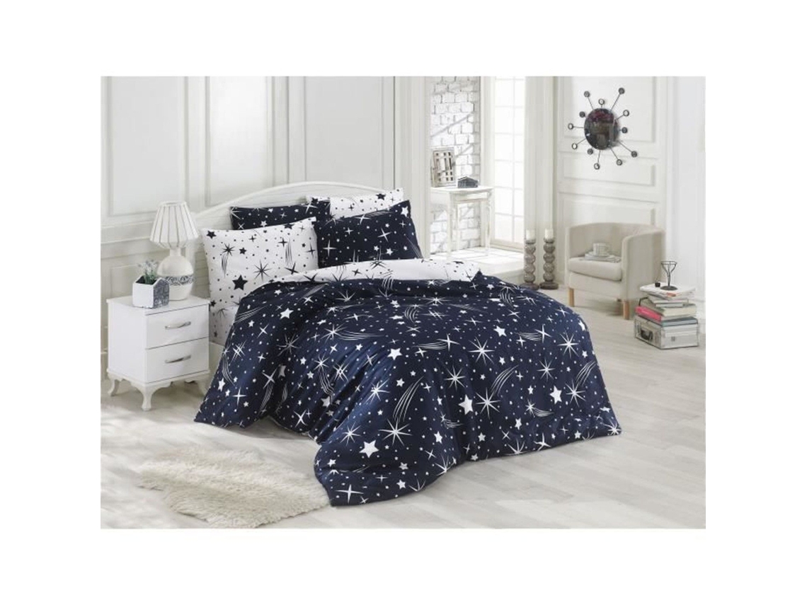 Conjunto de cama - Capa de edredom 220 x 240 cm + 2 fronhas 60 x 60 cm, 65% algodão - Branco