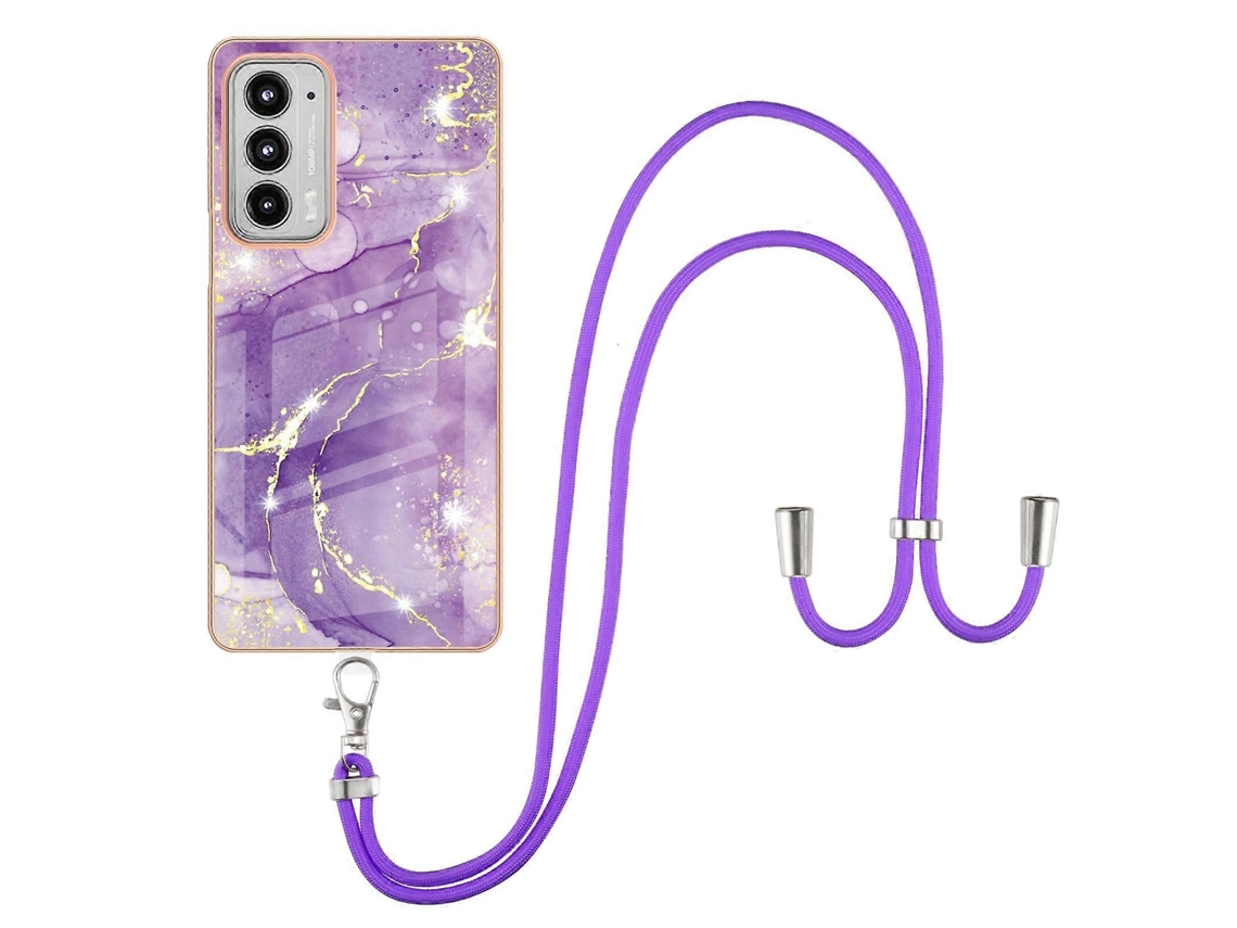 Capa De Tpu Imd Com Padrão De Mármore Galvanizado E Cordão De Pescoço Para Motorola Edge 20
