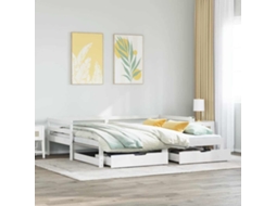 Vidaxl Sofá-cama C/ Gavetas 90x200cm Madeira De Pinho Maciça Branco