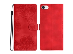 Capa Em Couro Pu Com Suporte Para Apple Iphone 6 / 6s / 7 / 8 - Vermelho