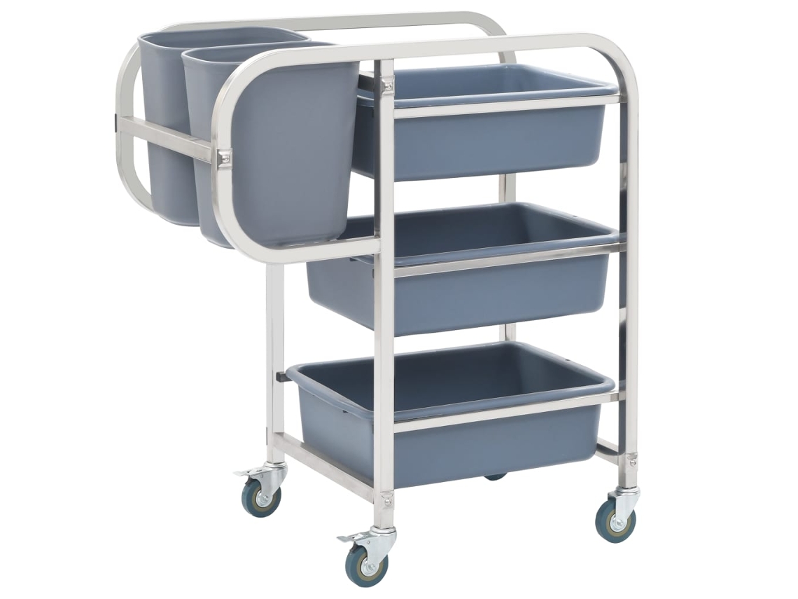 Vidaxl Carrinho De Cozinha Com Recipientes De Plástico 82x43,5x93 Cm