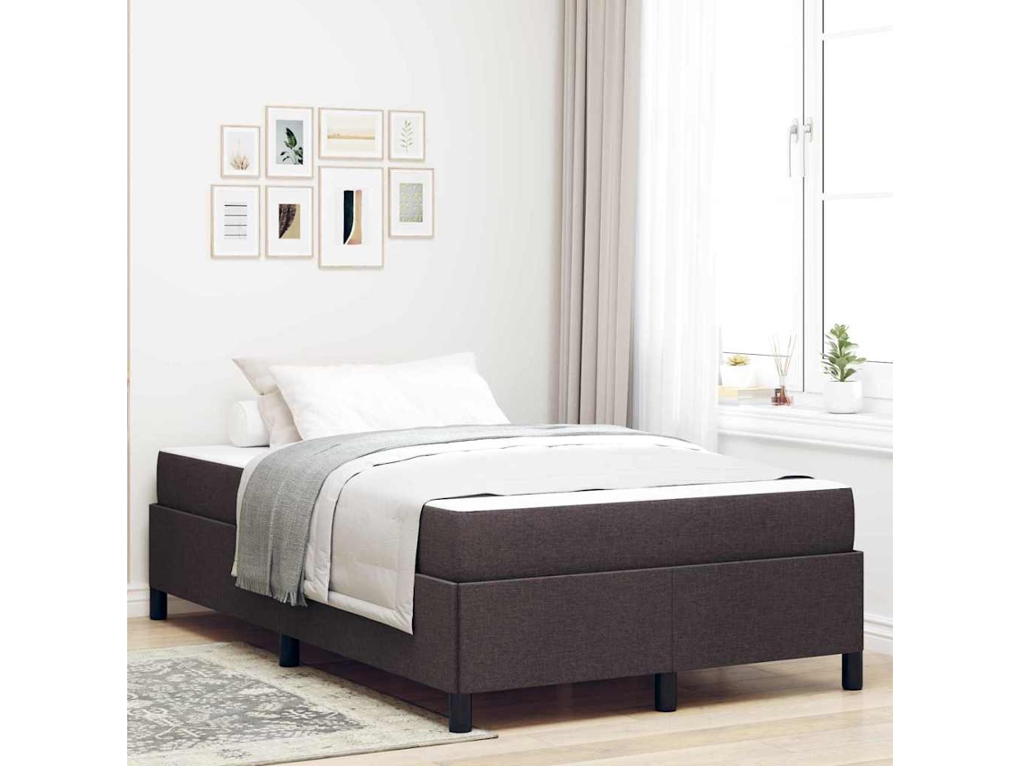 Vidaxl Cama Box Marrom Escuro 120 X 200 Cm Tecido