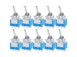 Conjunto De 10 Mini Interruptores Metal Com Alavanca, Liga/desliga/liga, 6 Terminais, 3 Posições, Dpdt, Ac 125v 6a, Para Carro, Caminhão E Barco(mts