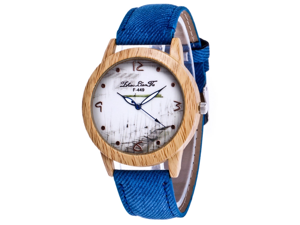 Relógio de Pulso Quartz de Design Moderno e Elegante com Cinto de Couro Azul