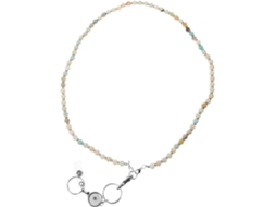 Colar Feminino Com Pingente Para Crachá, Contas E Clipe Retrátil, Elegante Cordão Porta-, Corrente Ajustável,
