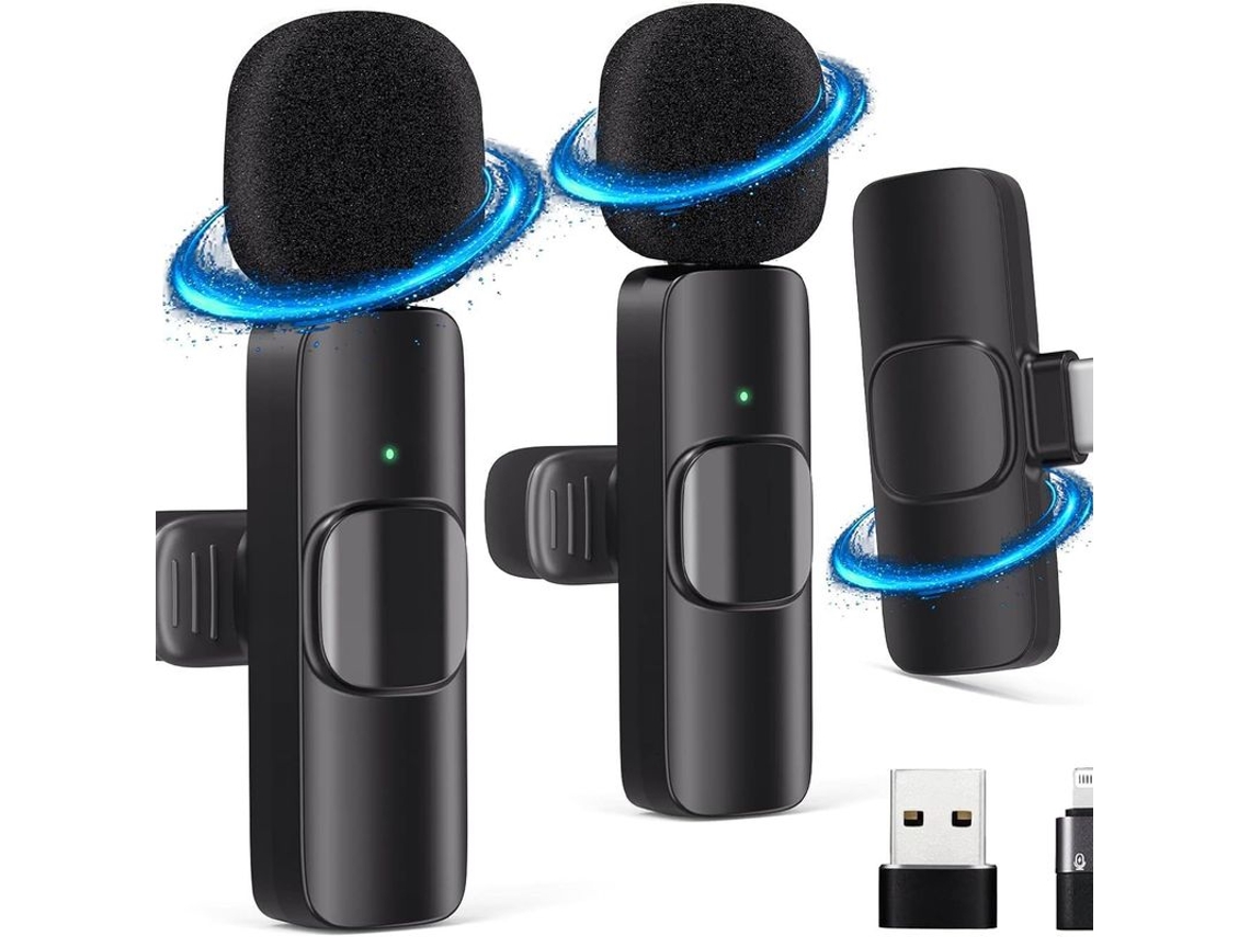 Microfone De Lapela Sem Fio Redução Ruído Aquaforge