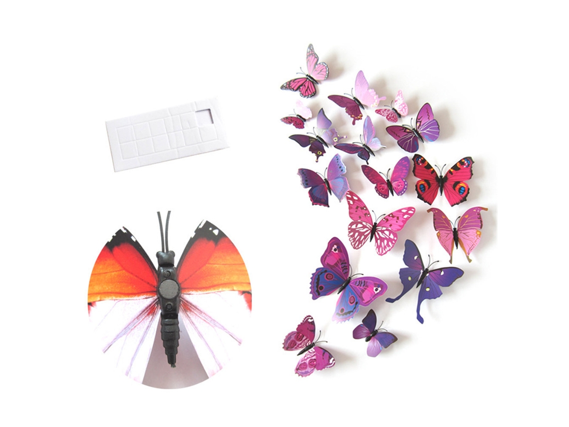12 adesivos de parede borboleta 3D decorativos para casa S/MARCA